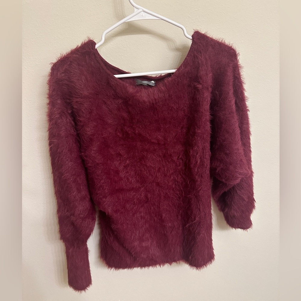 ANTHROPOLOGIE Ember Eyelash Sweater Pink Dolman Sleeve Boat Neck